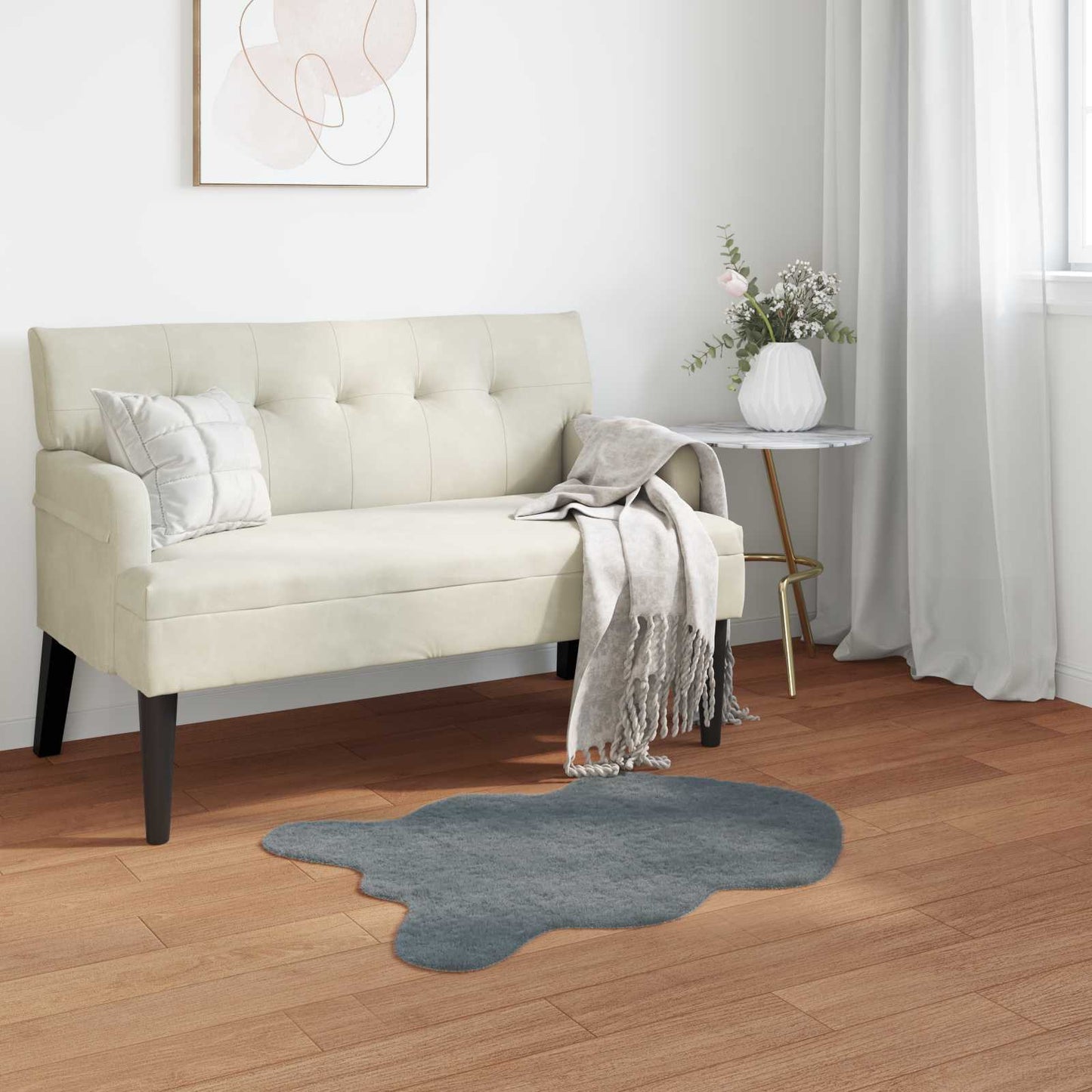 Anti-Slip Faux Rabbit Fur Rug OLITE Anthracite 80 x 120 cm