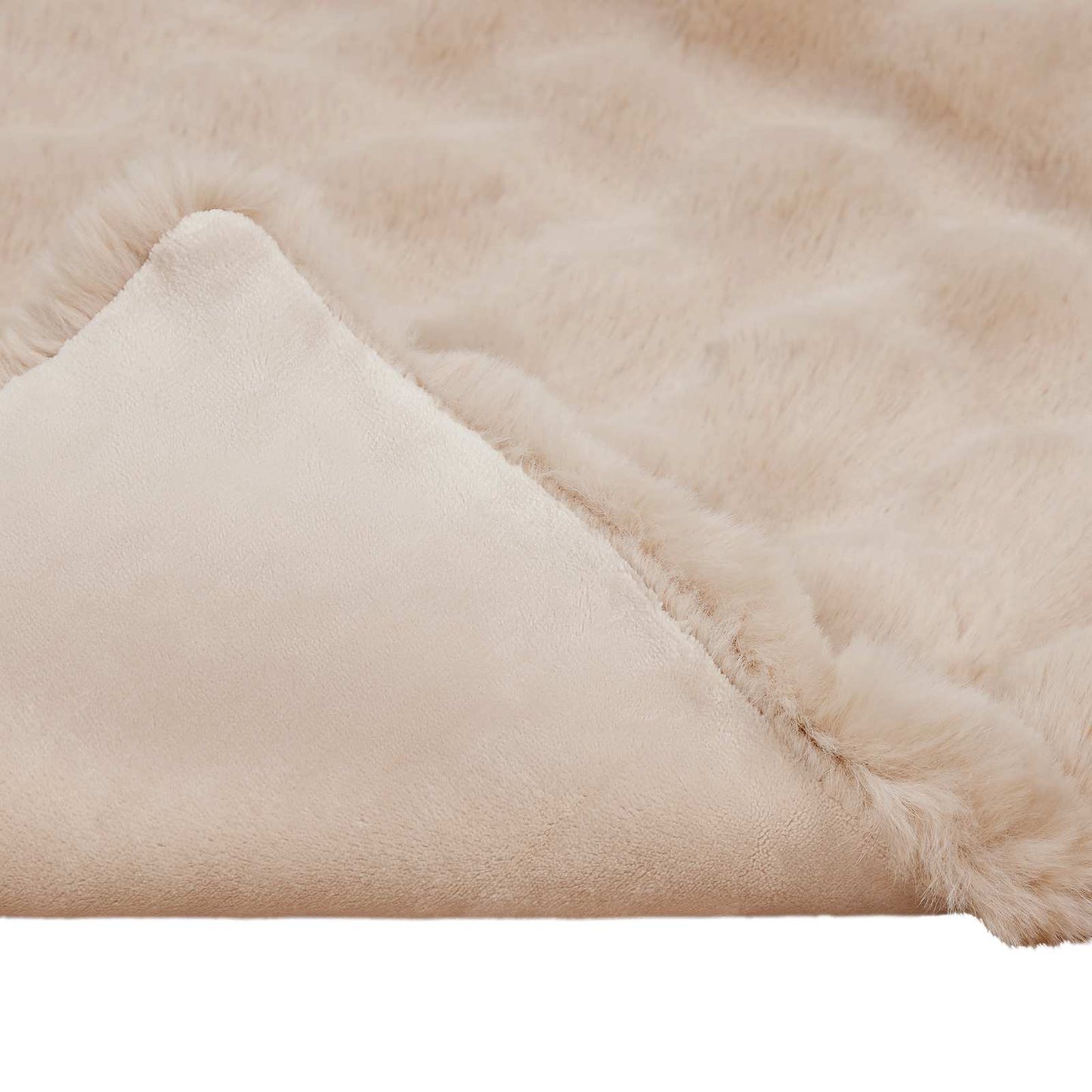 Anti-Slip Faux Rabbit Fur Blanket Olite 4 pcs Beige Polyester