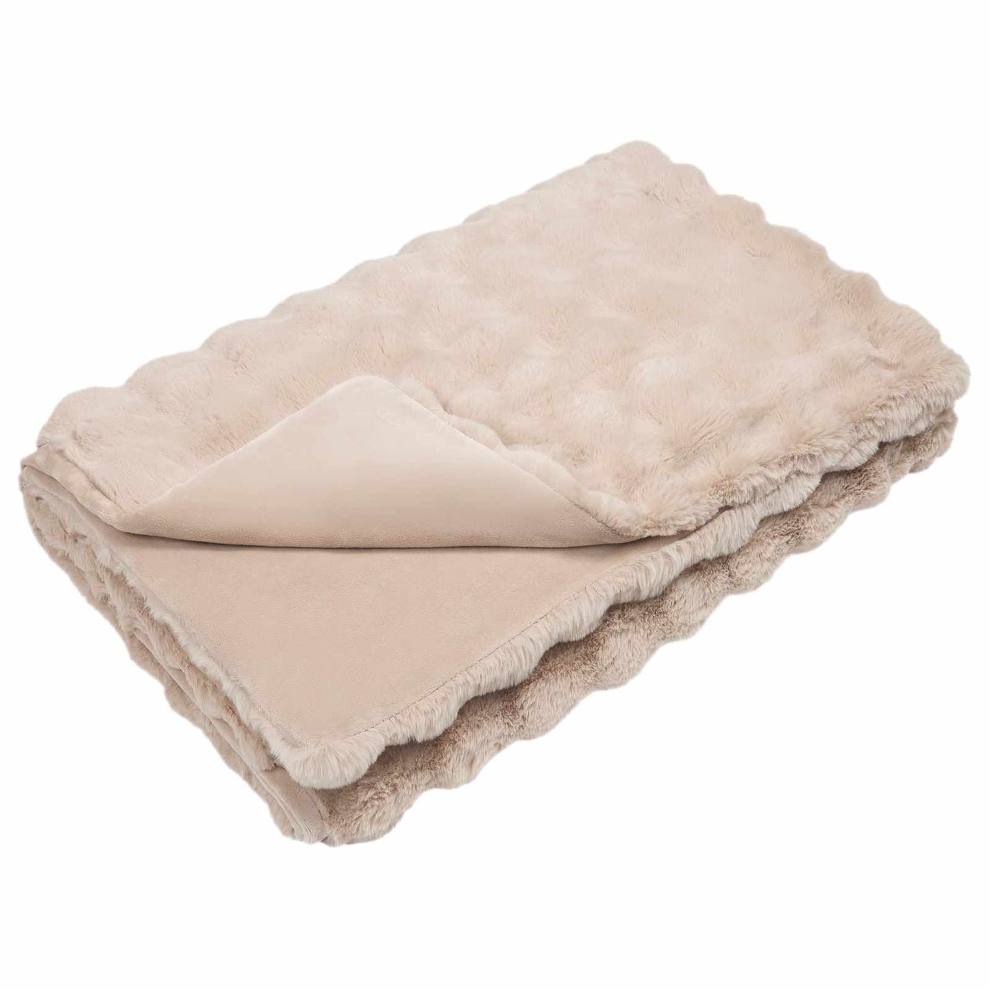 Anti-Slip Faux Rabbit Fur Blanket Olite 4 pcs Beige Polyester