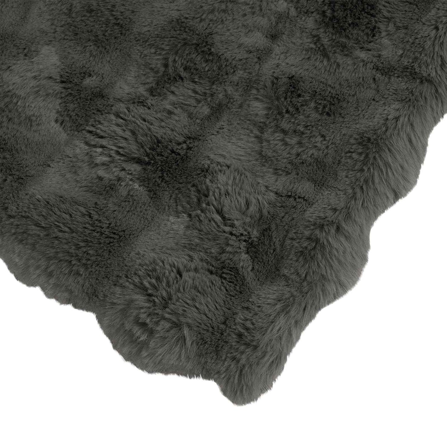 Anti-Slip Faux Rabbit Fur Blanket Olite Dark Grey 240 x 270 cm
