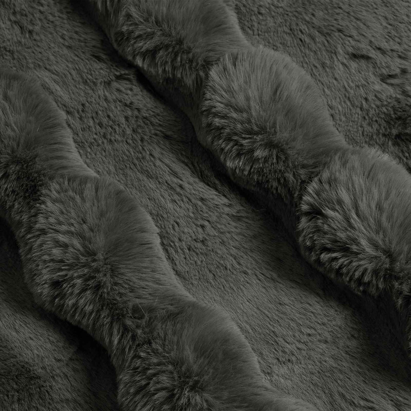 Anti-Slip Faux Rabbit Fur Blanket Olite Dark Grey 240 x 270 cm