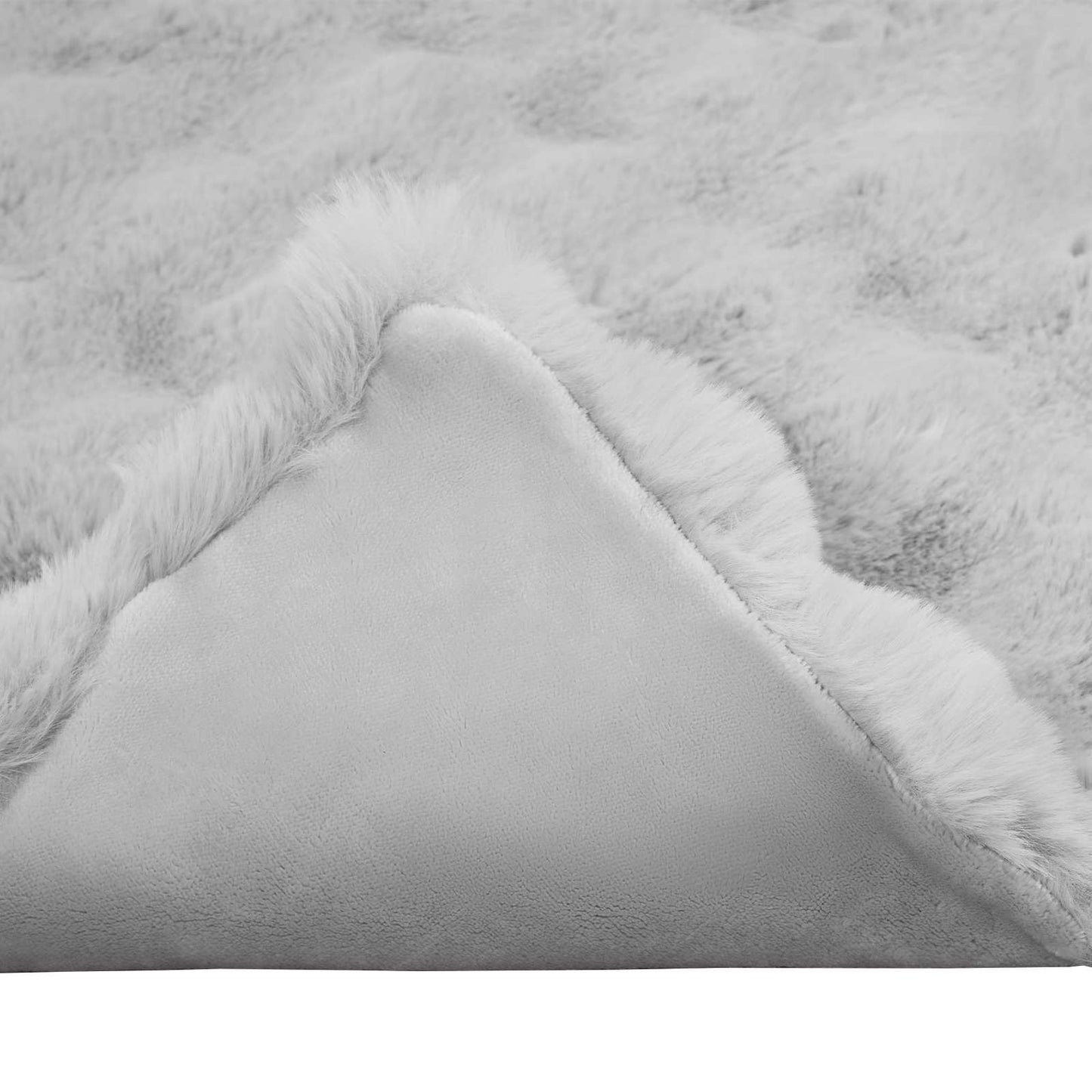 Anti-Slip Faux Rabbit Fur Blanket Olite Grey 220 x 240 cm