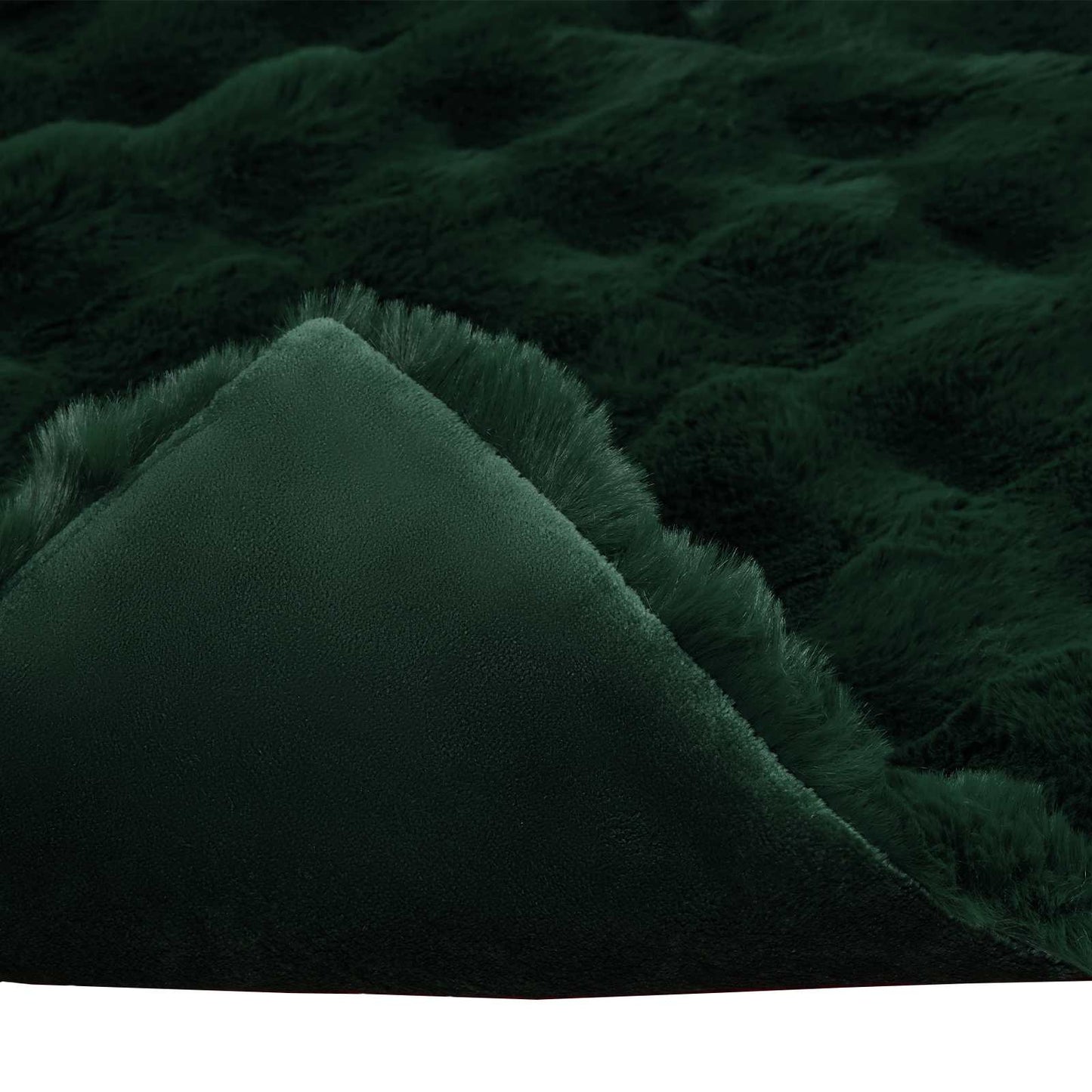 Anti-Slip Faux Rabbit Fur Blanket Olite 4 pcs Dark Green