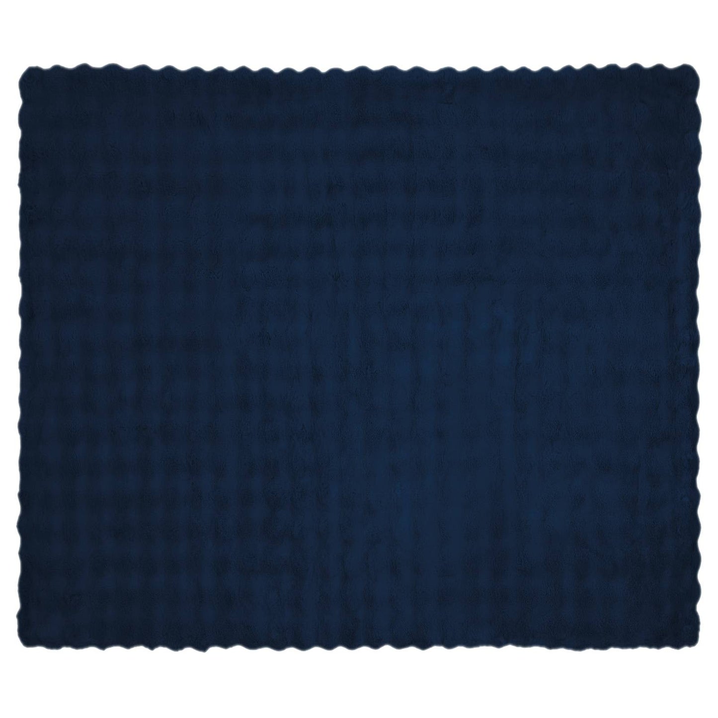 Anti-Slip Faux Rabbit Fur Blanket Olite Marine Blue Polyester