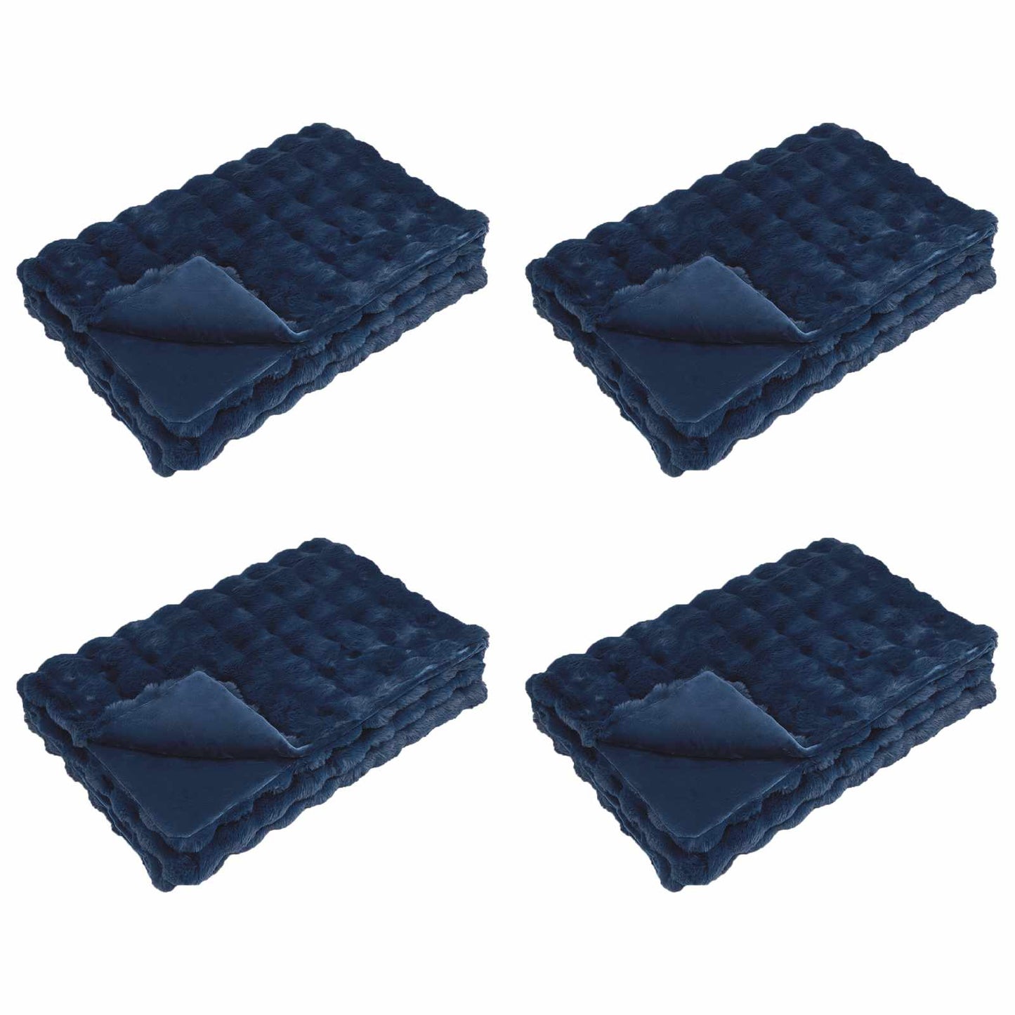 Anti-Slip Faux Rabbit Fur Blanket Olite 4 pcs Marine Blue