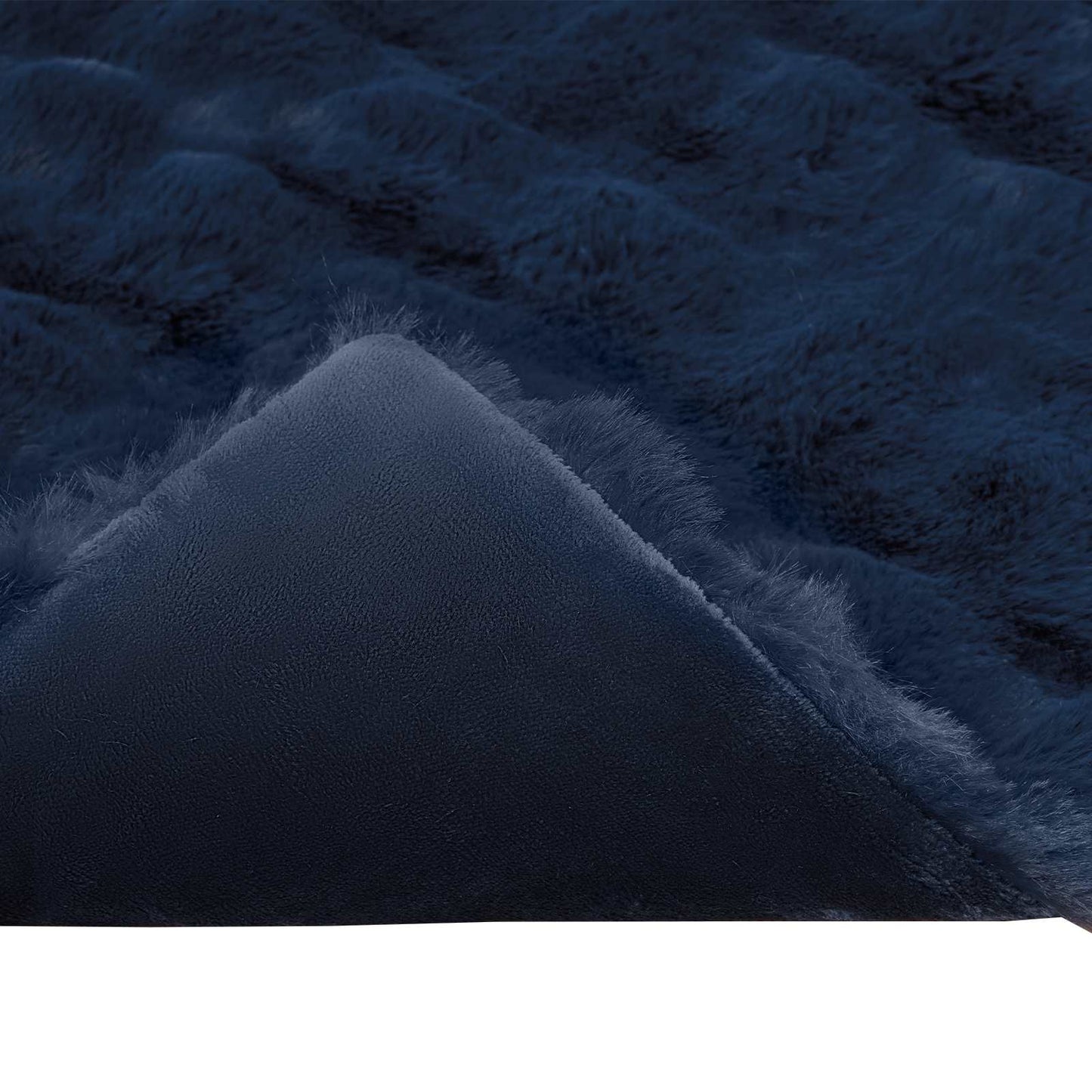 Anti-Slip Faux Rabbit Fur Blanket Olite 4 pcs Marine Blue