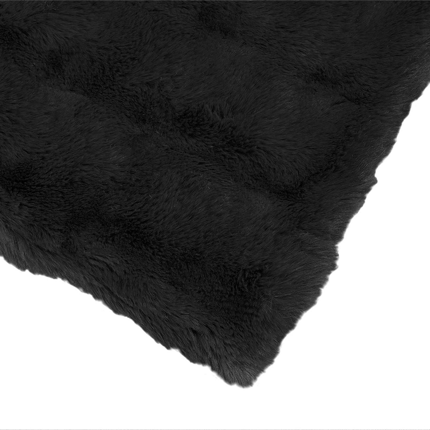 Anti-Slip Faux Rabbit Fur Blanket Olite Black 220 x 240 cm