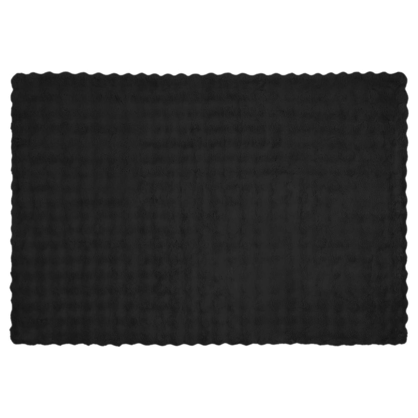 Anti-Slip Faux Rabbit Fur Blanket Olite 4 pcs Black Polyester