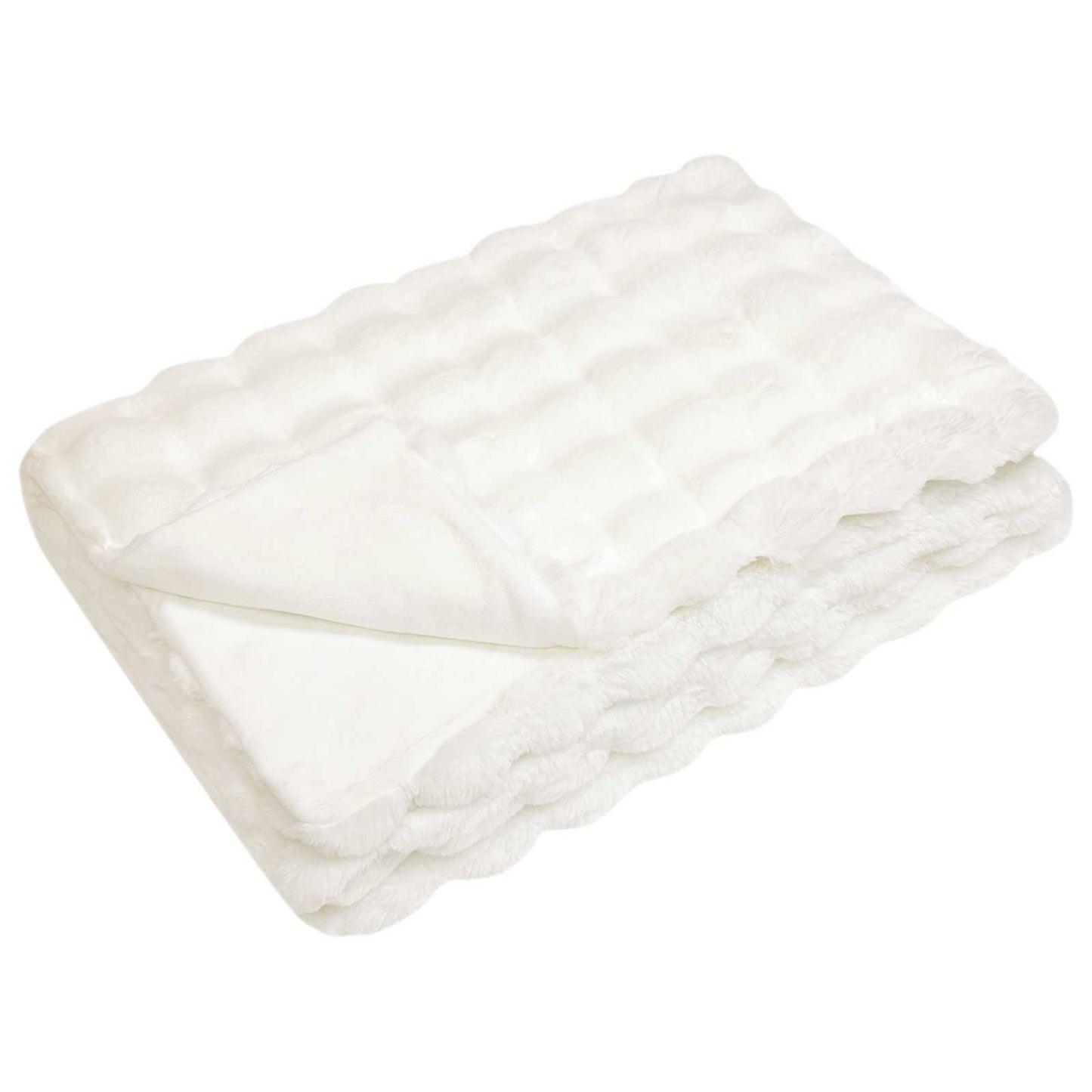 Anti-Slip Faux Rabbit Fur Blanket Olite 4 pcs White Polyester