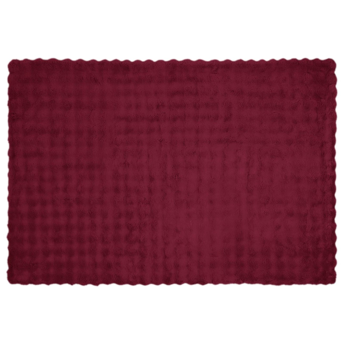 Anti-Slip Faux Rabbit Fur Blanket Olite Bordeaux Red Polyester