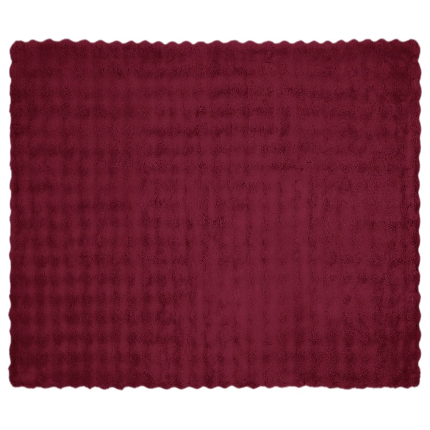 Anti-Slip Faux Rabbit Fur Blanket Olite Bordeaux Red Polyester