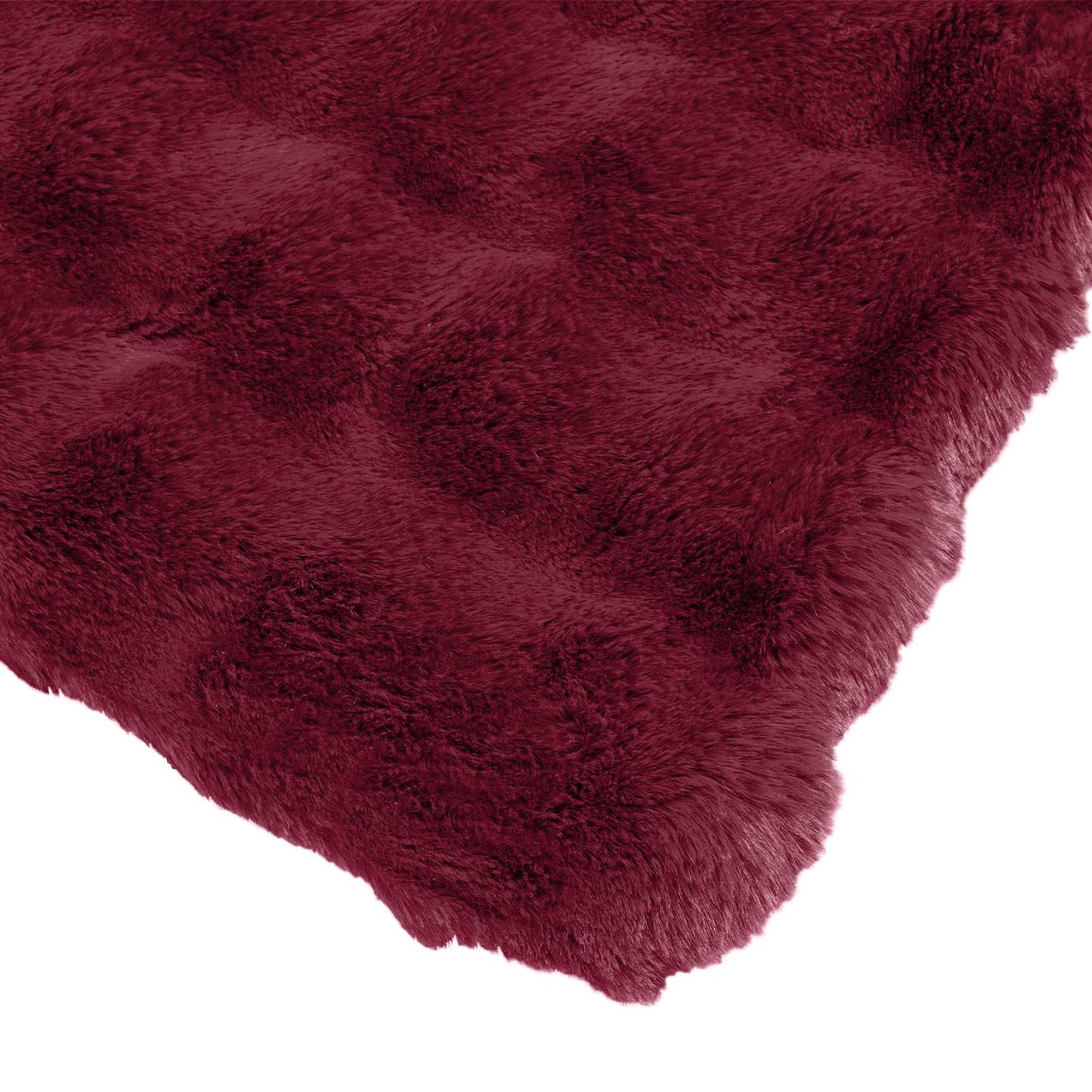 Anti-Slip Faux Rabbit Fur Blanket Olite 4 pcs Bordeaux Red