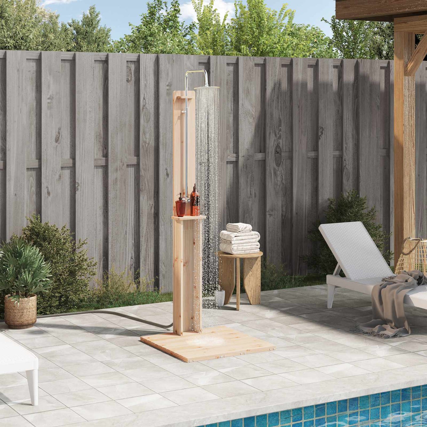 Outdoor Shower Natural 75 x 76 x 217 cm Solid Pine Wood