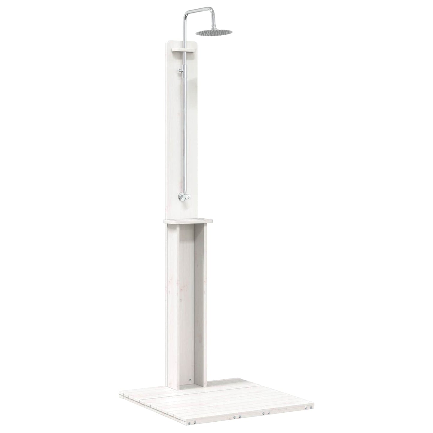 Outdoor Shower 206 cm Solid Pine Wood and Stainless Steel White