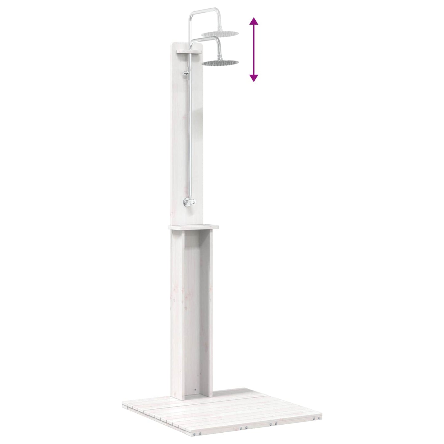 Outdoor Shower 206 cm Solid Pine Wood and Stainless Steel White