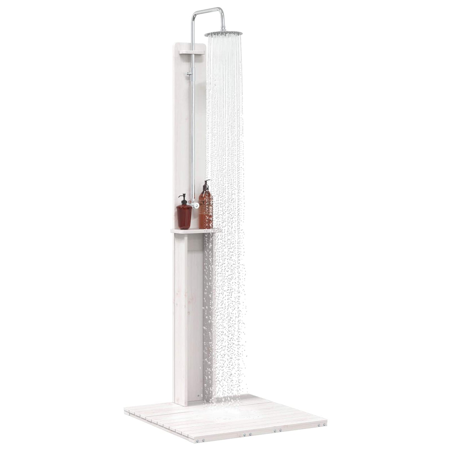 Outdoor Shower 206 cm Solid Pine Wood and Stainless Steel White