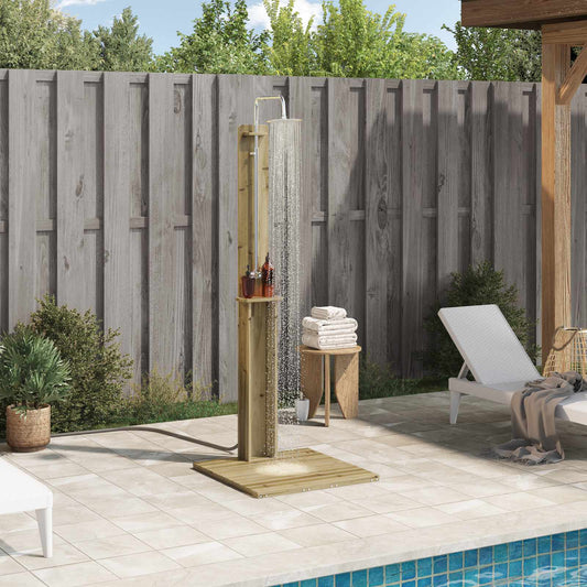 Outdoor Shower 206 cm Impregnated Pine Wood and Stainless Steel
