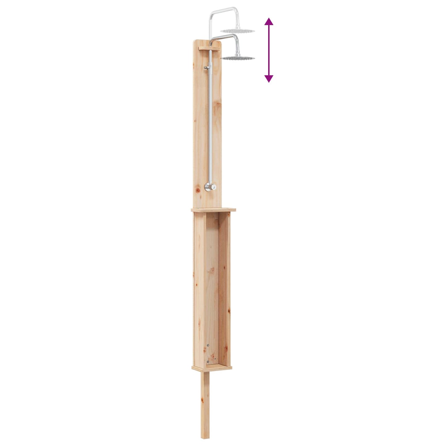 Outdoor Shower 246 cm Solid Pine Wood and Stainless Steel