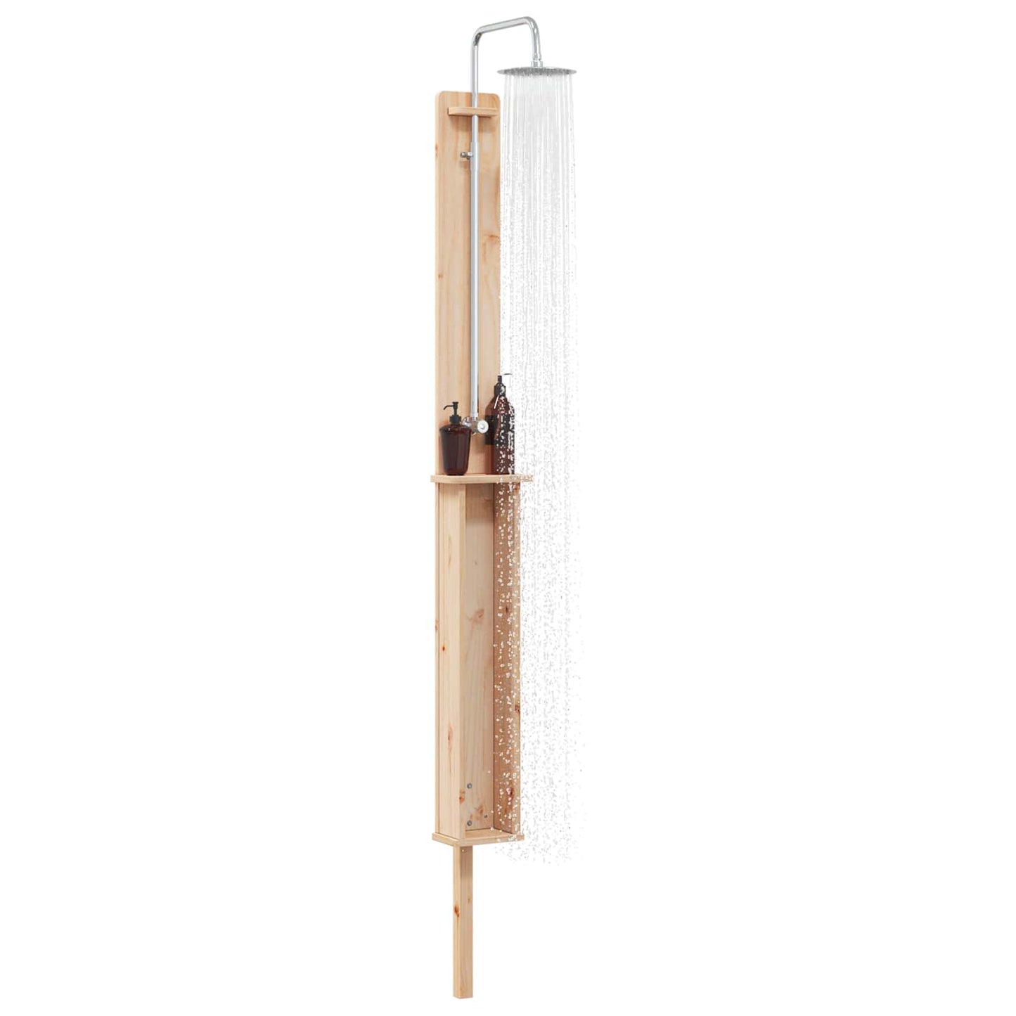 Outdoor Shower 246 cm Solid Pine Wood and Stainless Steel