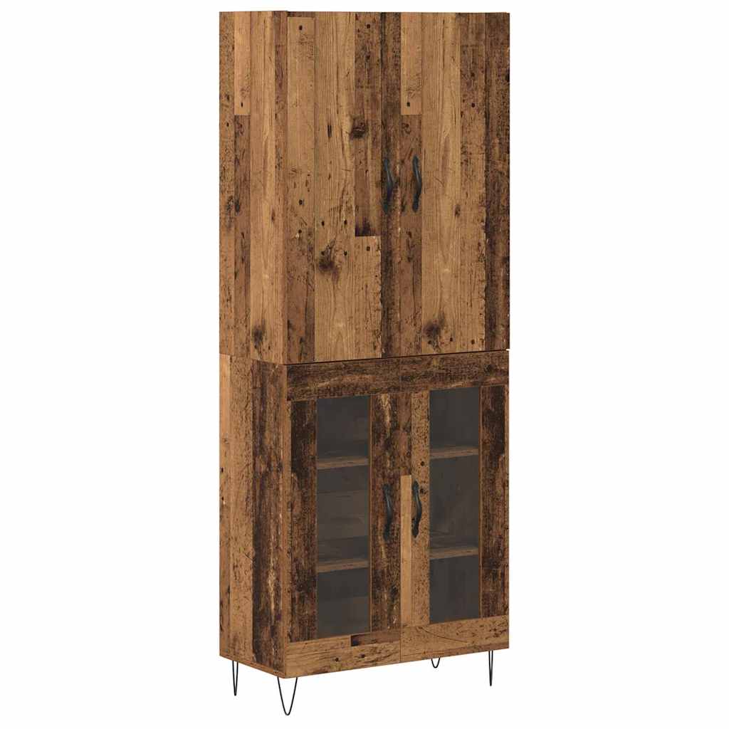 Highboard 2 pcs Old Wood Engineered Wood and Glass