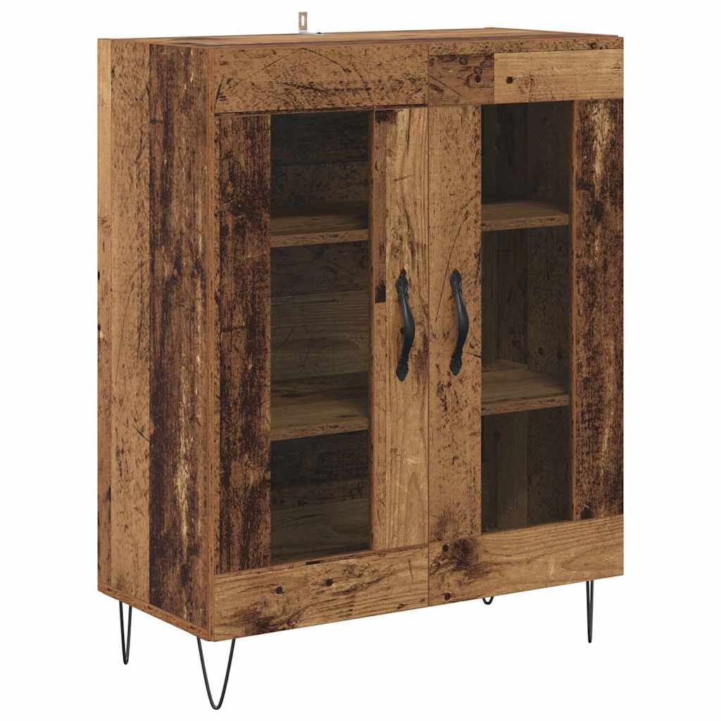 Highboard 2 pcs Old Wood Engineered Wood and Glass