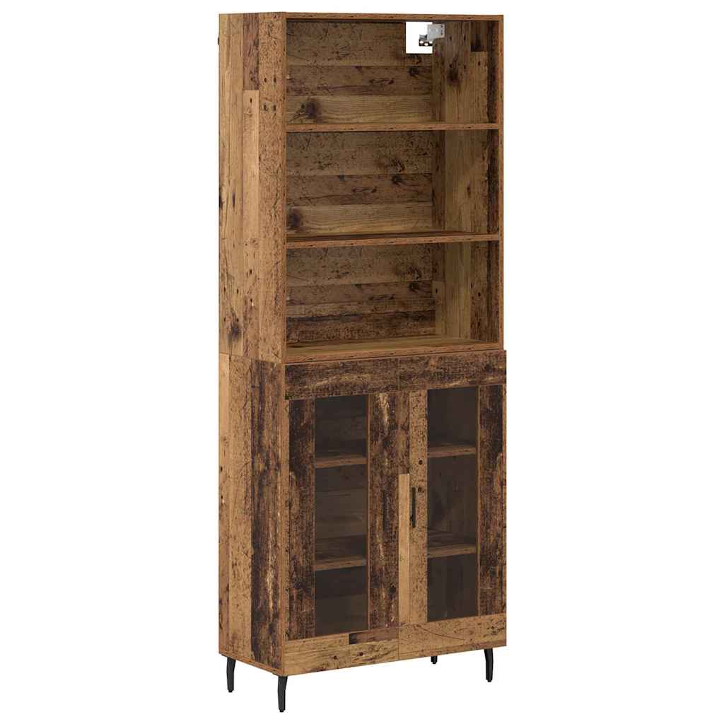 Highboard Old Wood 69.5 x 34 x 180 cm Engineered Wood and Glass