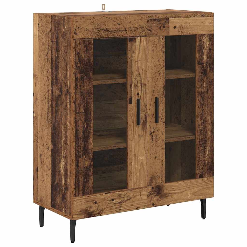 Highboard Old Wood 69.5 x 34 x 180 cm Engineered Wood and Glass