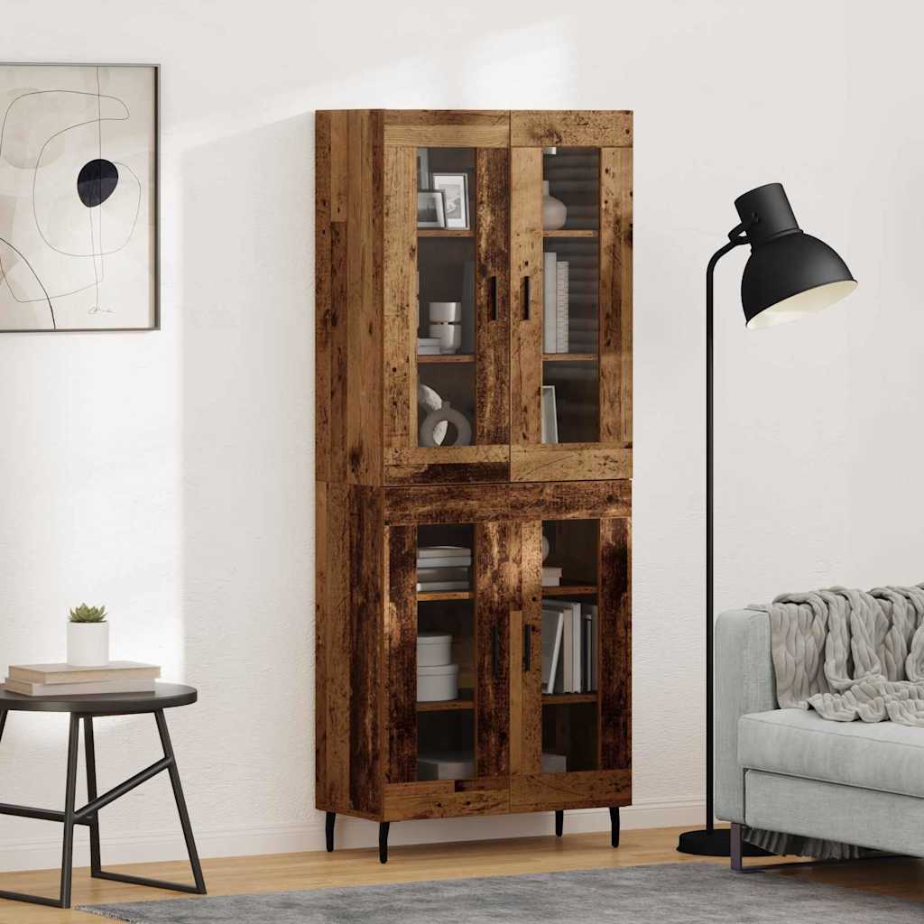 Highboard 2 pcs Old Wood Engineered Wood and Glass