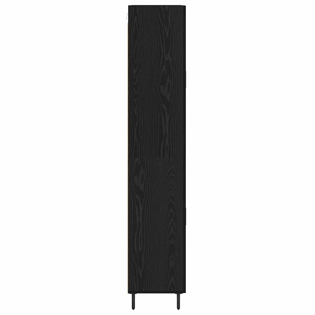 Highboard 2 pcs Black Oak Engineered Wood and Glass