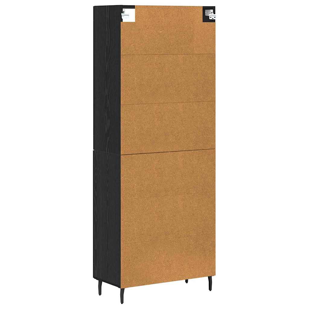 Highboard 2 pcs Black Oak Engineered Wood