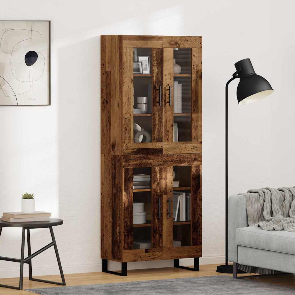 Highboard 2 pcs Old Wood Engineered Wood and Glass