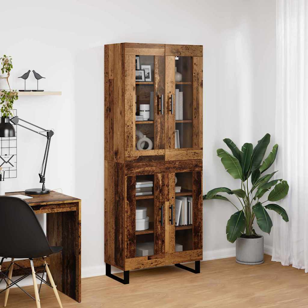 Highboard 2 pcs Old Wood Engineered Wood and Glass