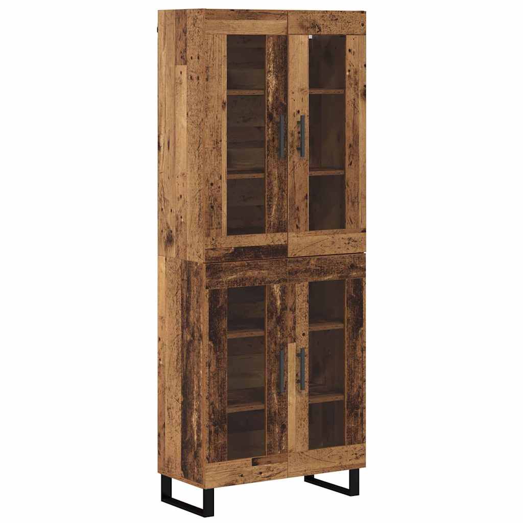 Highboard 2 pcs Old Wood Engineered Wood and Glass