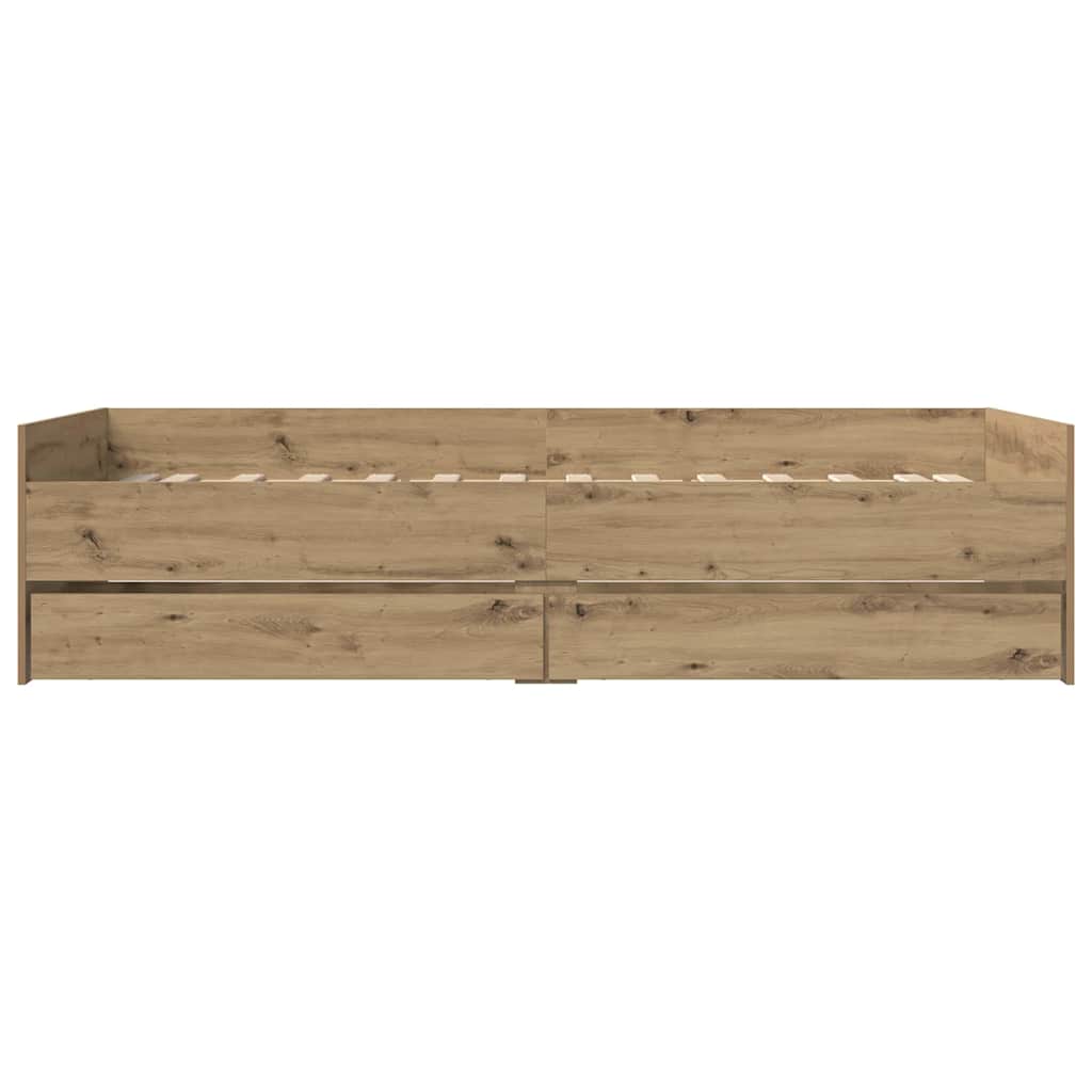 Bed Frame with Drawer Artisan Oak 100 x 200 cm Solid Pine Wood
