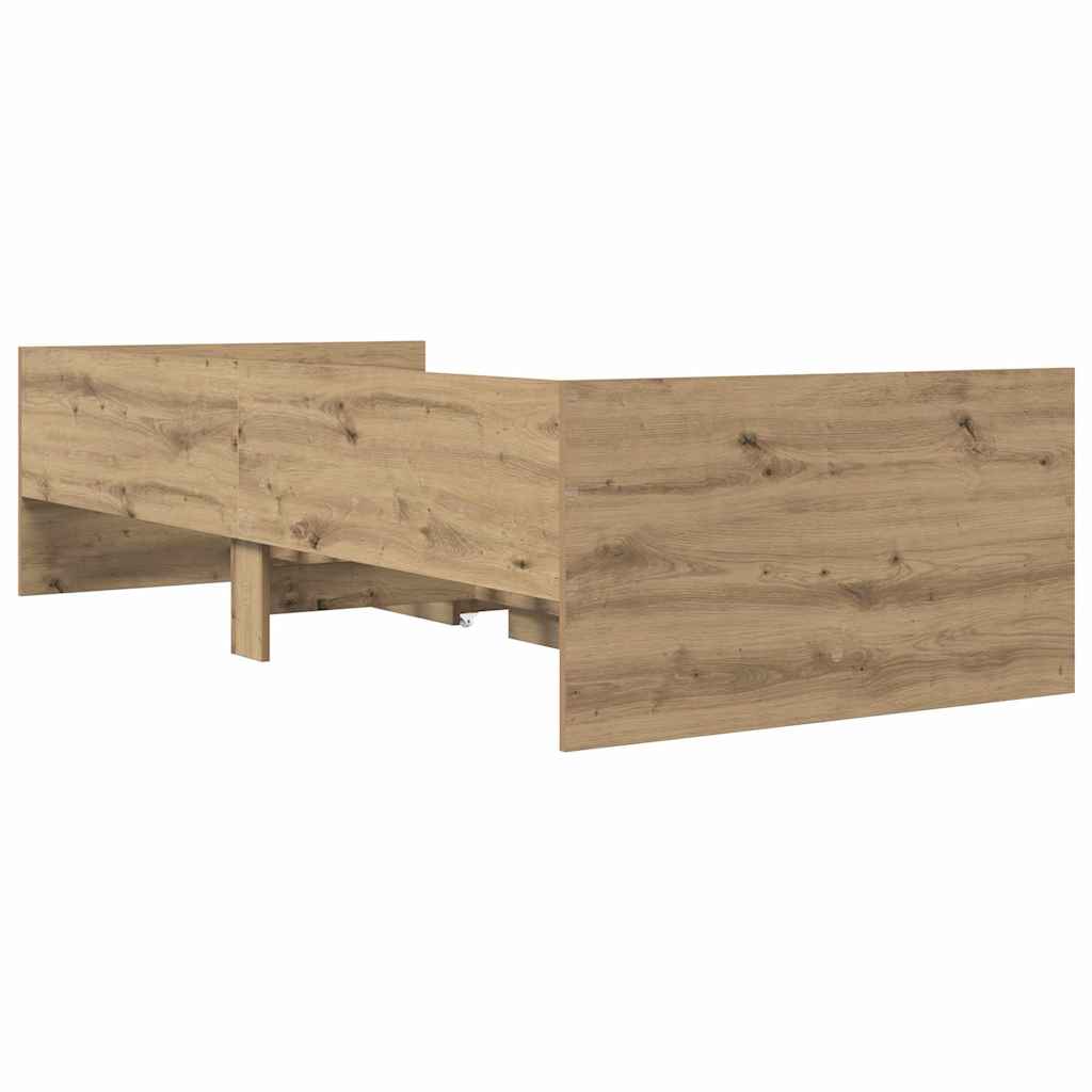 Bed Frame with Drawer Artisan Oak 90 x 200 cm Solid Pine Wood