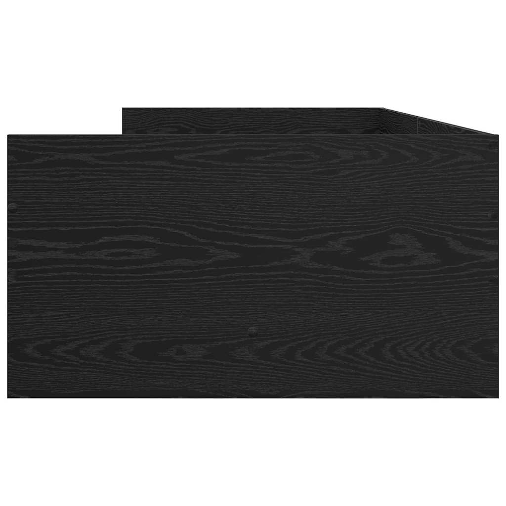 Bed Frame with Drawer Black Oak 90 x 200 cm Solid Pine Wood
