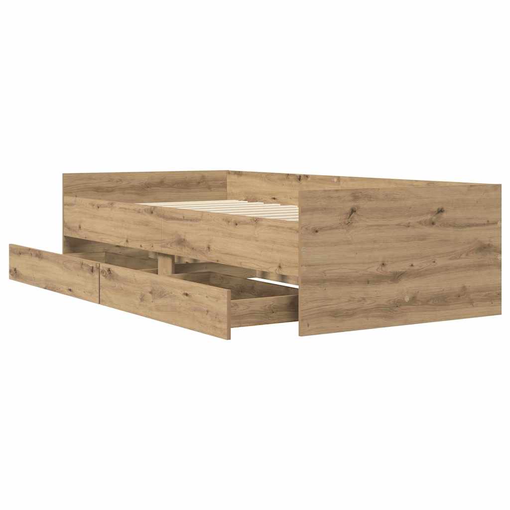 Bed Frame with Drawer Artisan Oak 90 x 190 cm Solid Pine Wood