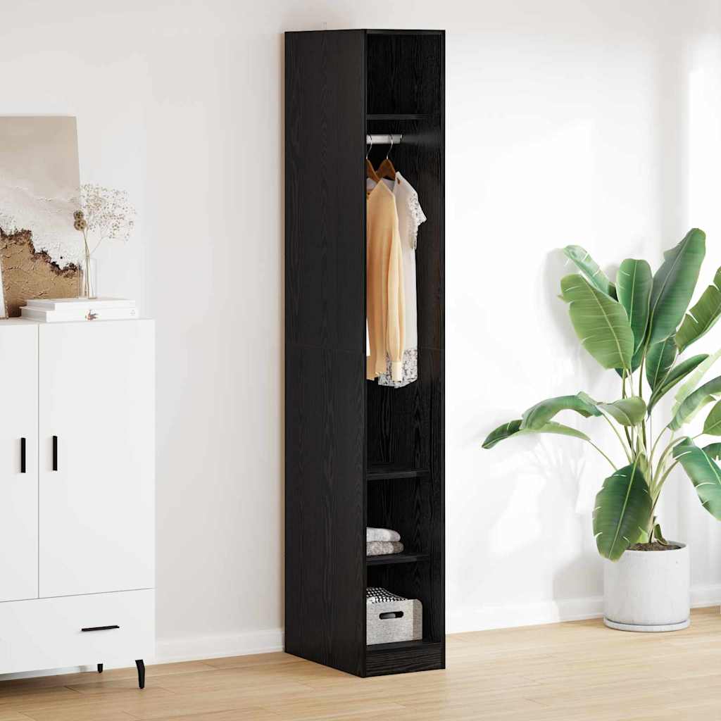 Wardrobe with Shelf Black Oak 50 x 30 x 200 cm Engineered Wood