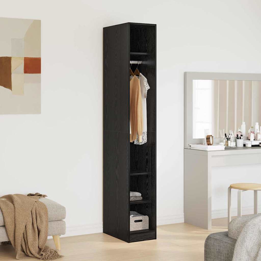Wardrobe with Shelf Black Oak 50 x 30 x 200 cm Engineered Wood