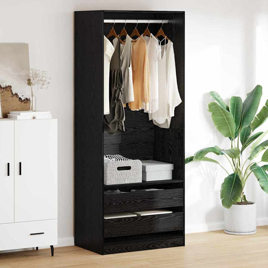 Wardrobe Black Oak 80 x 50 x 200 cm Engineered Wood