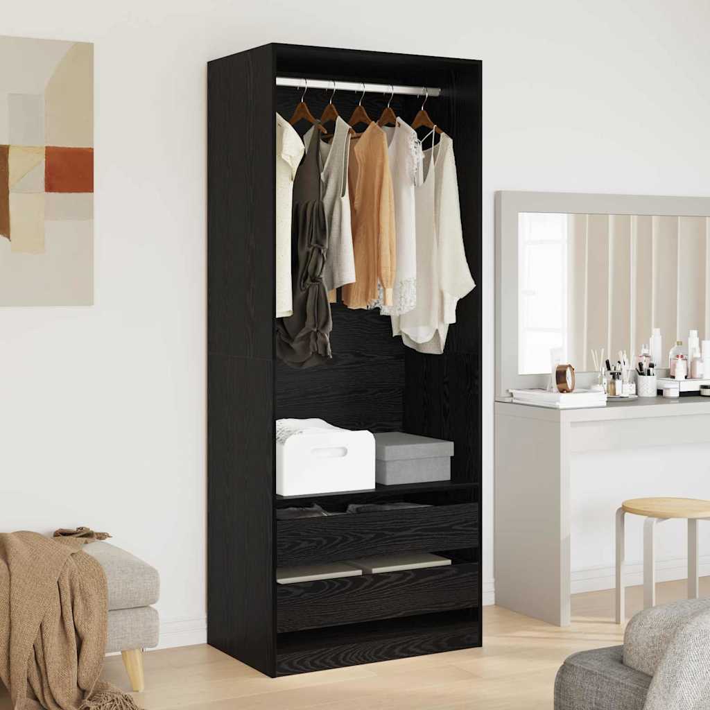 Wardrobe Black Oak 80 x 50 x 200 cm Engineered Wood