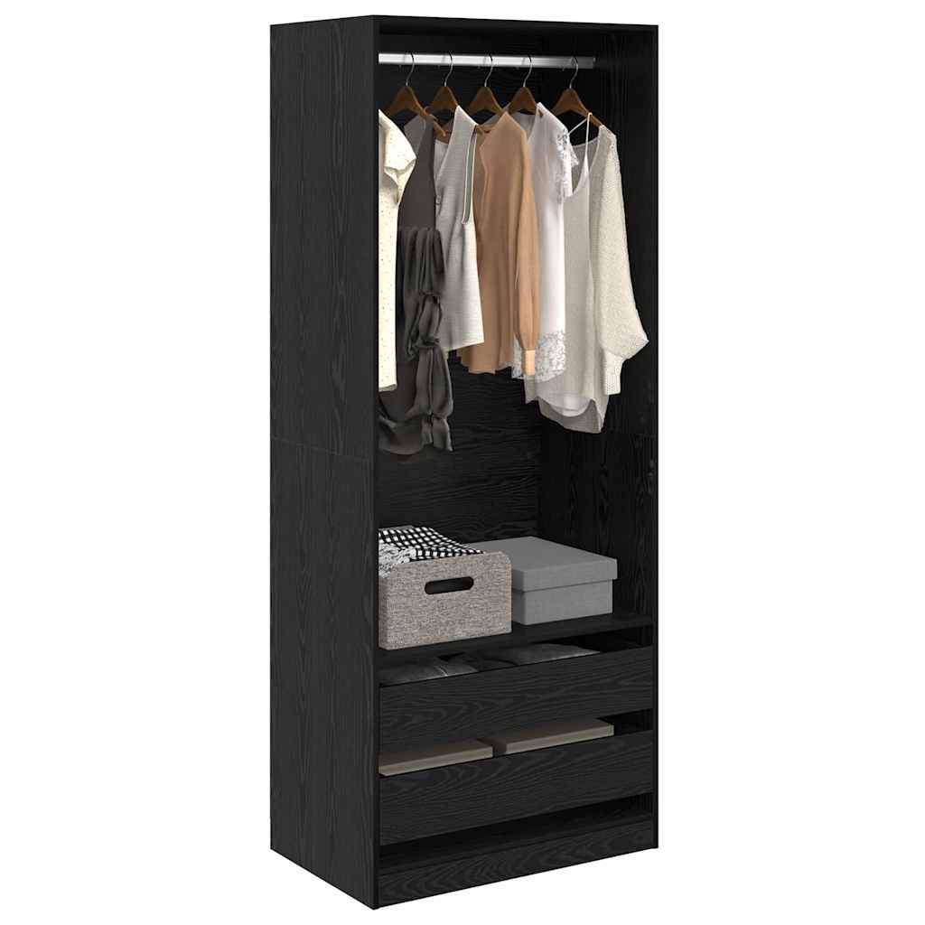 Wardrobe Black Oak 80 x 50 x 200 cm Engineered Wood