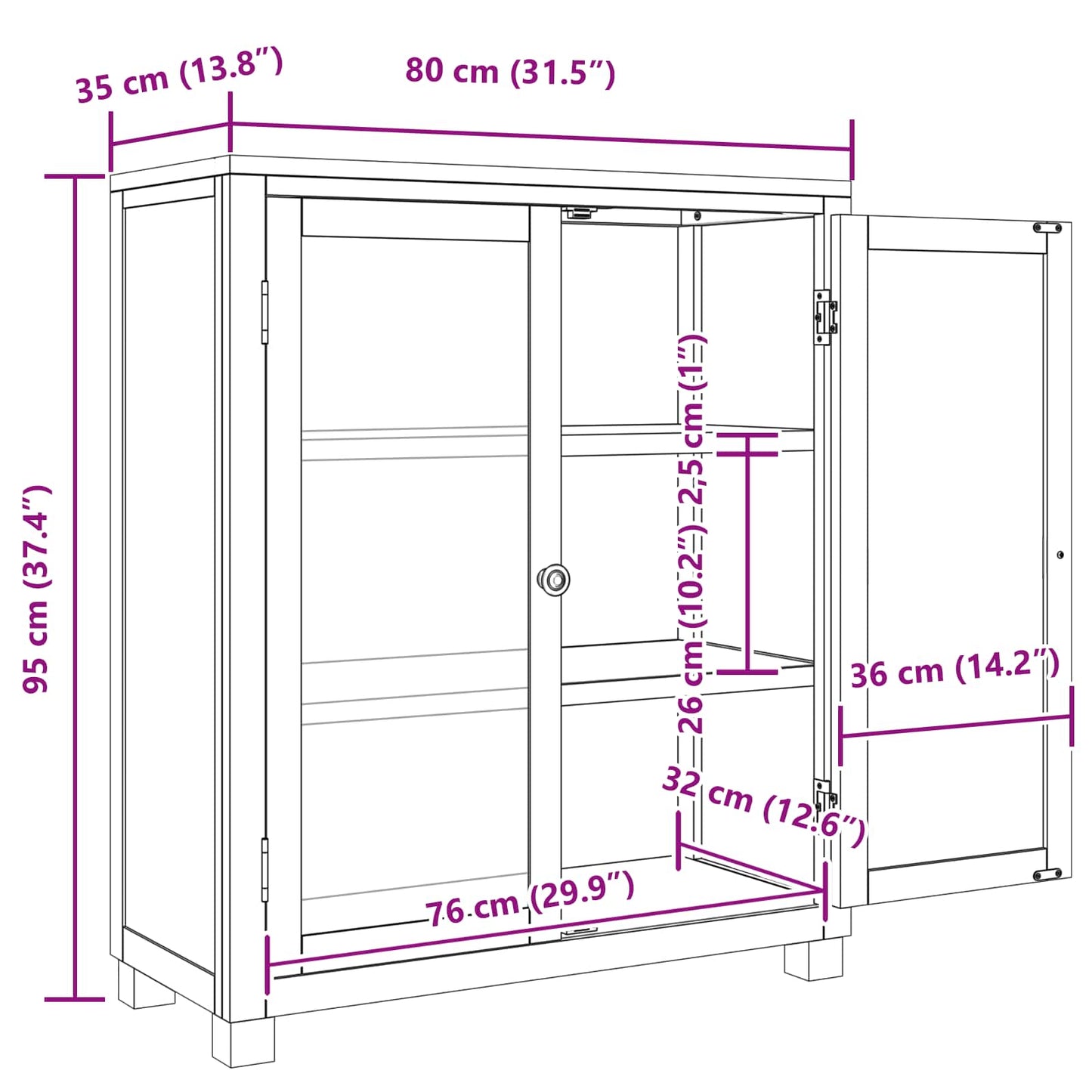 Cabinet with Shelf Brown 80 x 35 x 95 cm Engineered wood