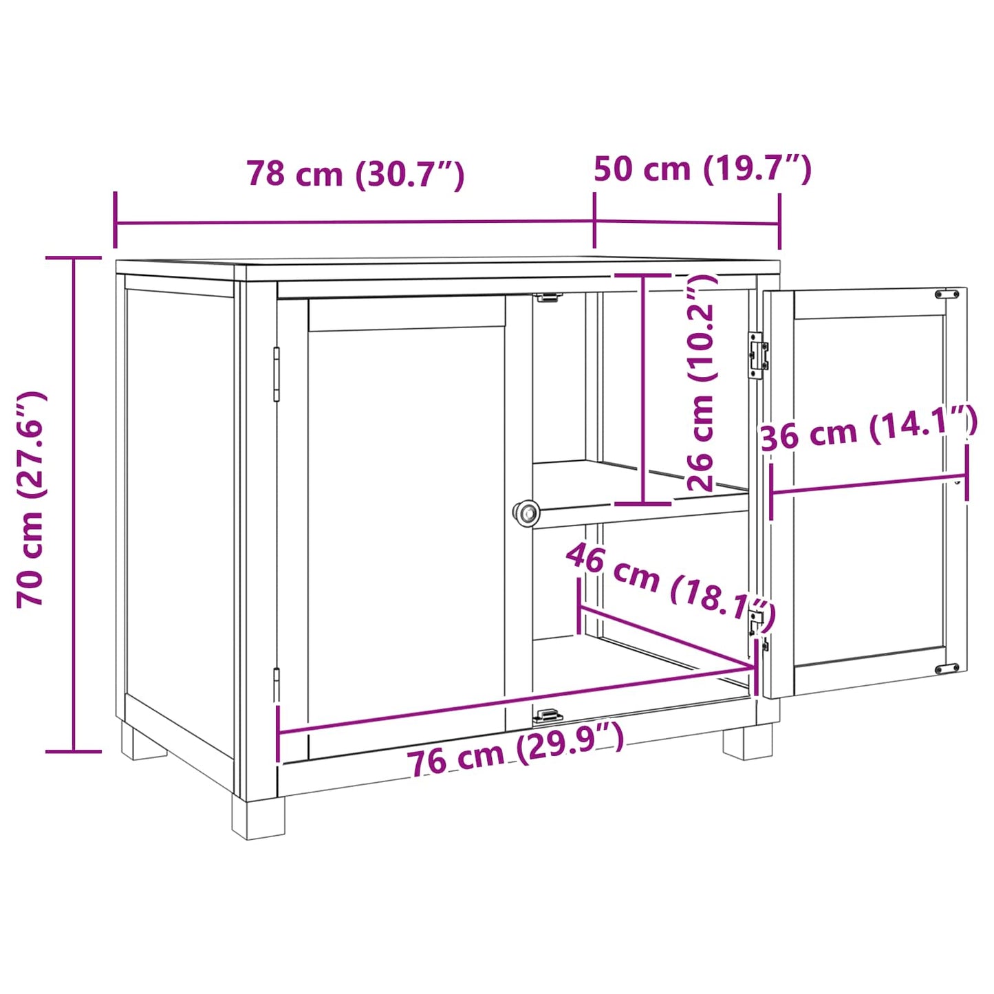 Cabinet with Storage Brown 78 x 50 x 70 cm Engineered wood
