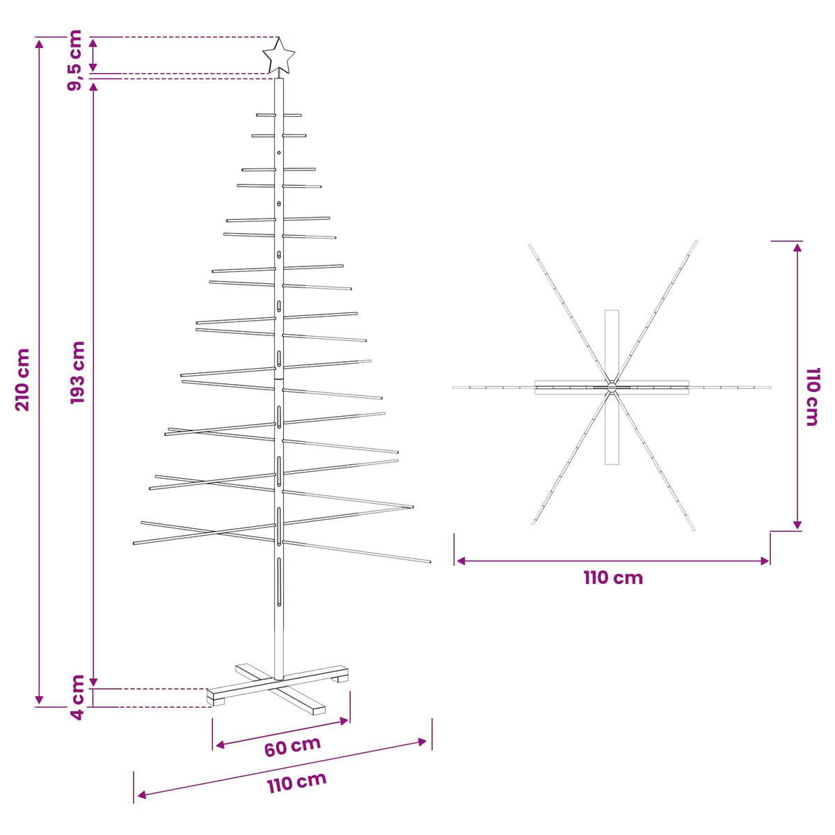 Wooden Christmas Tree Brown 210 cm Bamboo