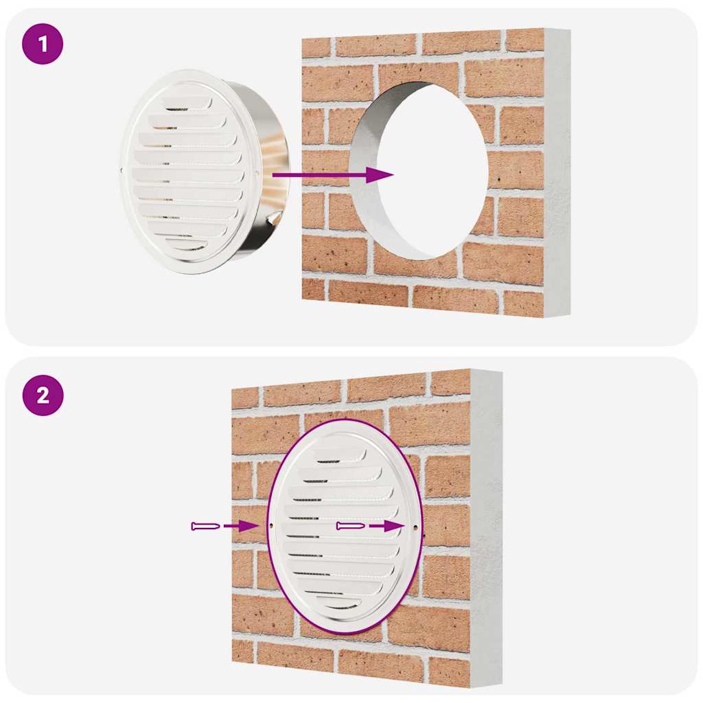 Air Vent Covers 4 pcs Silver 200 mm Stainless Steel