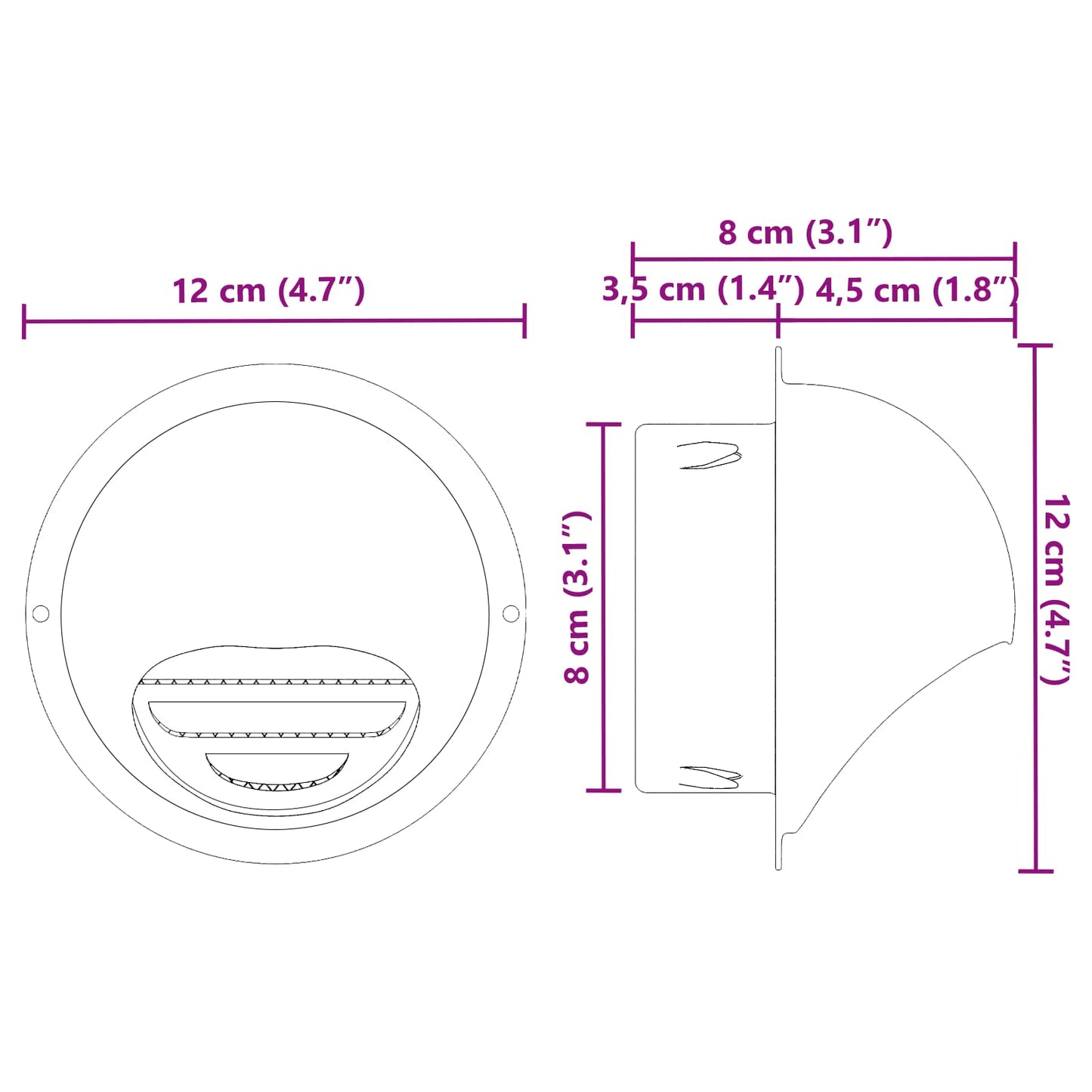 Air Vent Covers 8 pcs Silver 80 mm Stainless Steel