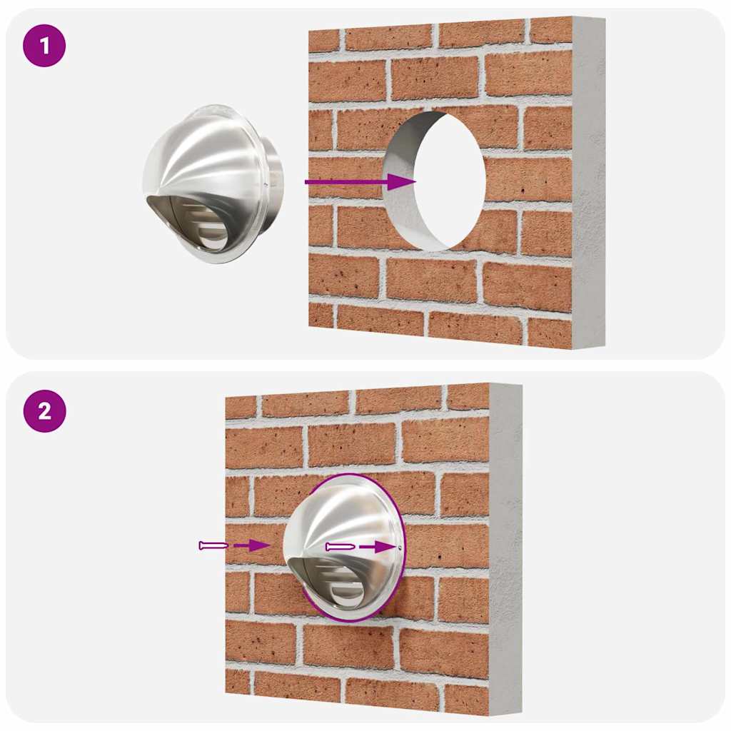 Air Vent Covers 8 pcs Silver 100 mm Stainless Steel