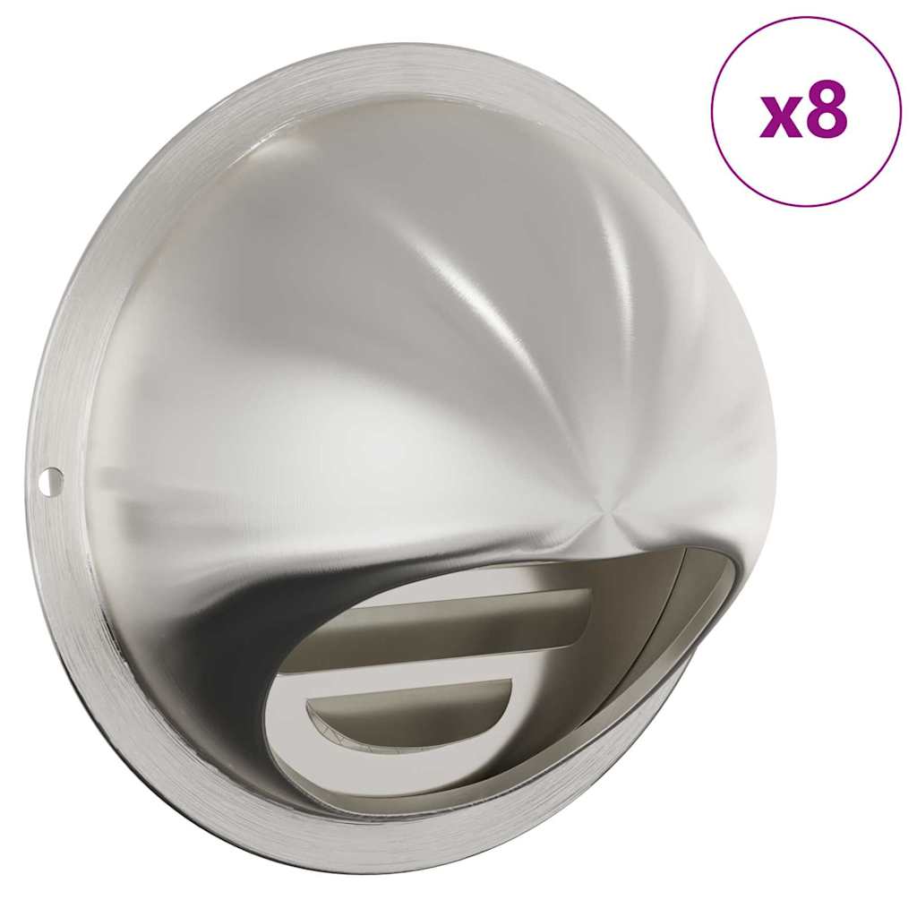 Air Vent Covers 8 pcs Silver 100 mm Stainless Steel