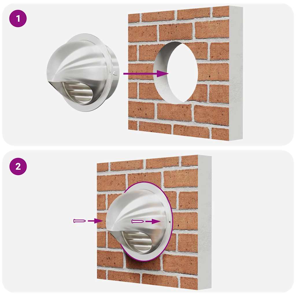 Air Vent Covers 2 pcs Silver 150 mm Stainless Steel